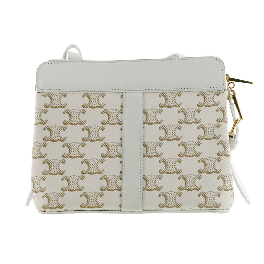 CELINE Teen Cabas de Shoulder Messenger Bag Triomphe White - Picture 3 of 6